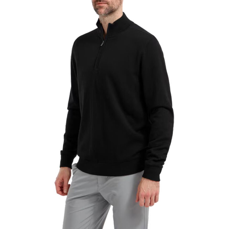 FootJoy Yün Karışımı Yarım Fermuarlı Astarlı Kazak Siyah 90207 S Small