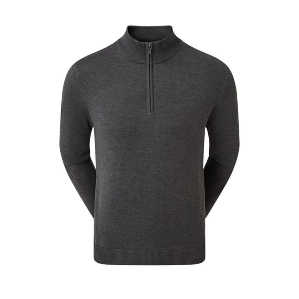 FootJoy Yün Karışımı Yarım Fermuarlı Astarlı Golf Kazağı Charcoal 90212