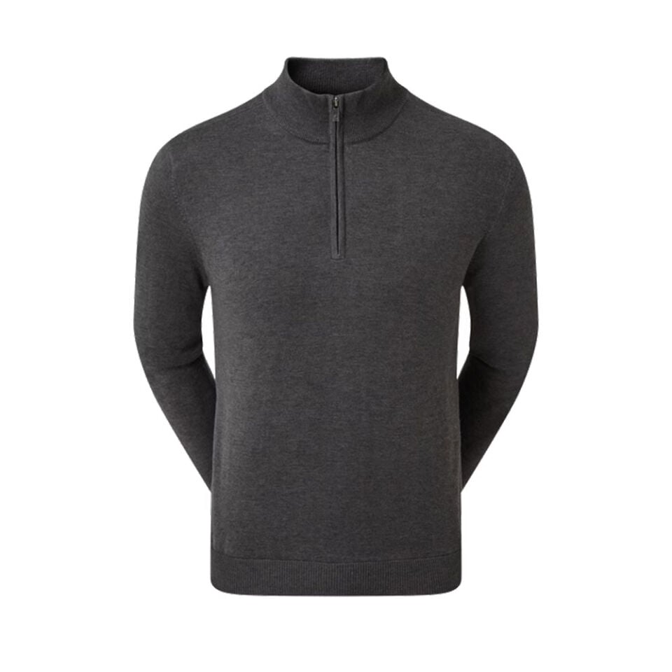 FootJoy Yün Karışımı Yarım Fermuarlı Astarlı Golf Kazağı Charcoal 90212