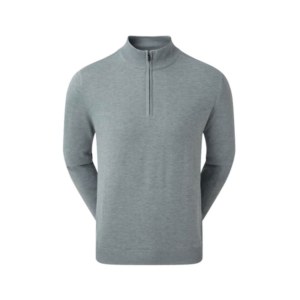 FootJoy Yün Karışımı Yarım Fermuarlı Astarlı Golf Kazağı Heather Gray 90211