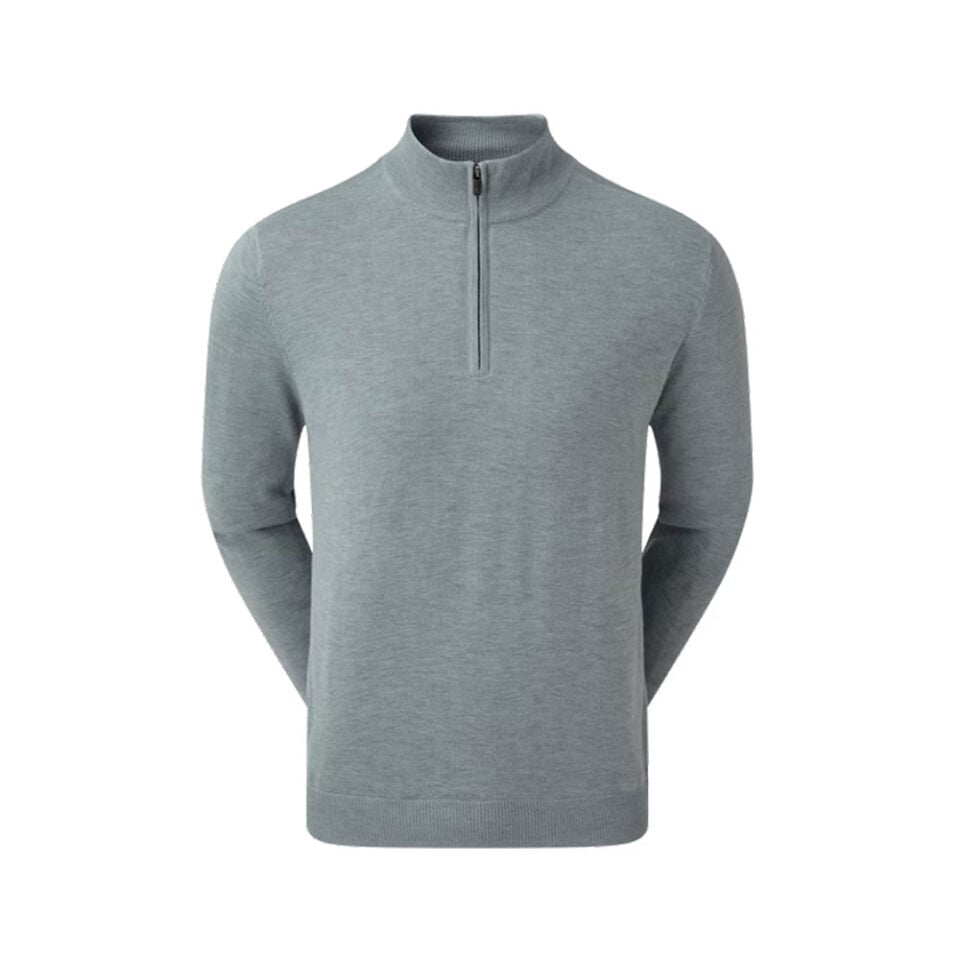 FootJoy Yün Karışımı Yarım Fermuarlı Astarlı Golf Kazağı Heather Gray 90211