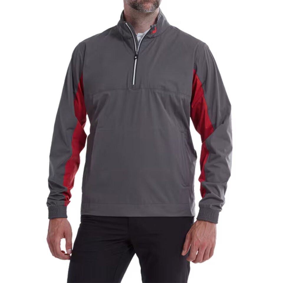 FootJoy HydroKnit Yarım Fermuarlı Yağmurluk Charcoal Red 87983 S Small