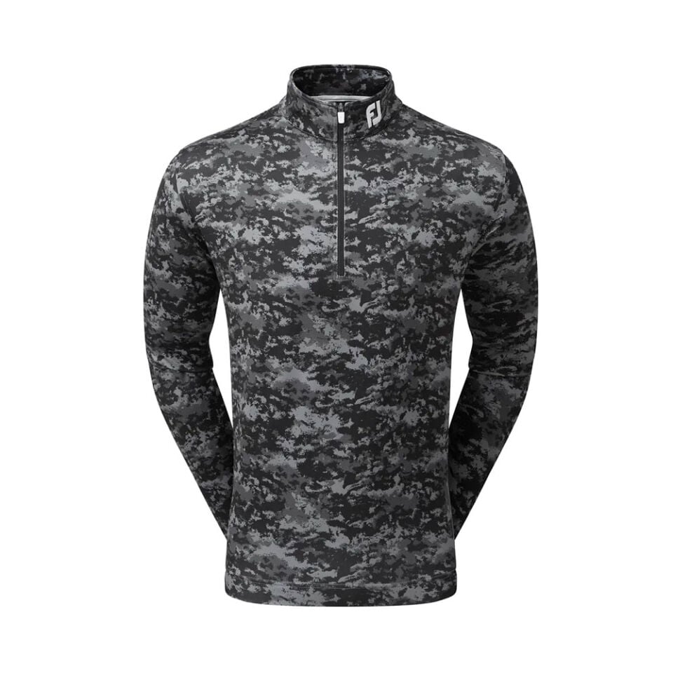 FootJoy Bulut Kamuflaj Baskılı Mid Layer Golf Sweatshirt Siyah 80110
