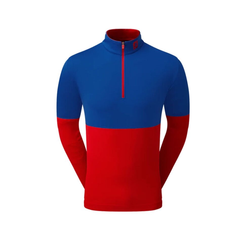 FootJoy Renk Bloklu Mid Layer Golf Sweatshirt Mavi Kırmızı 80118