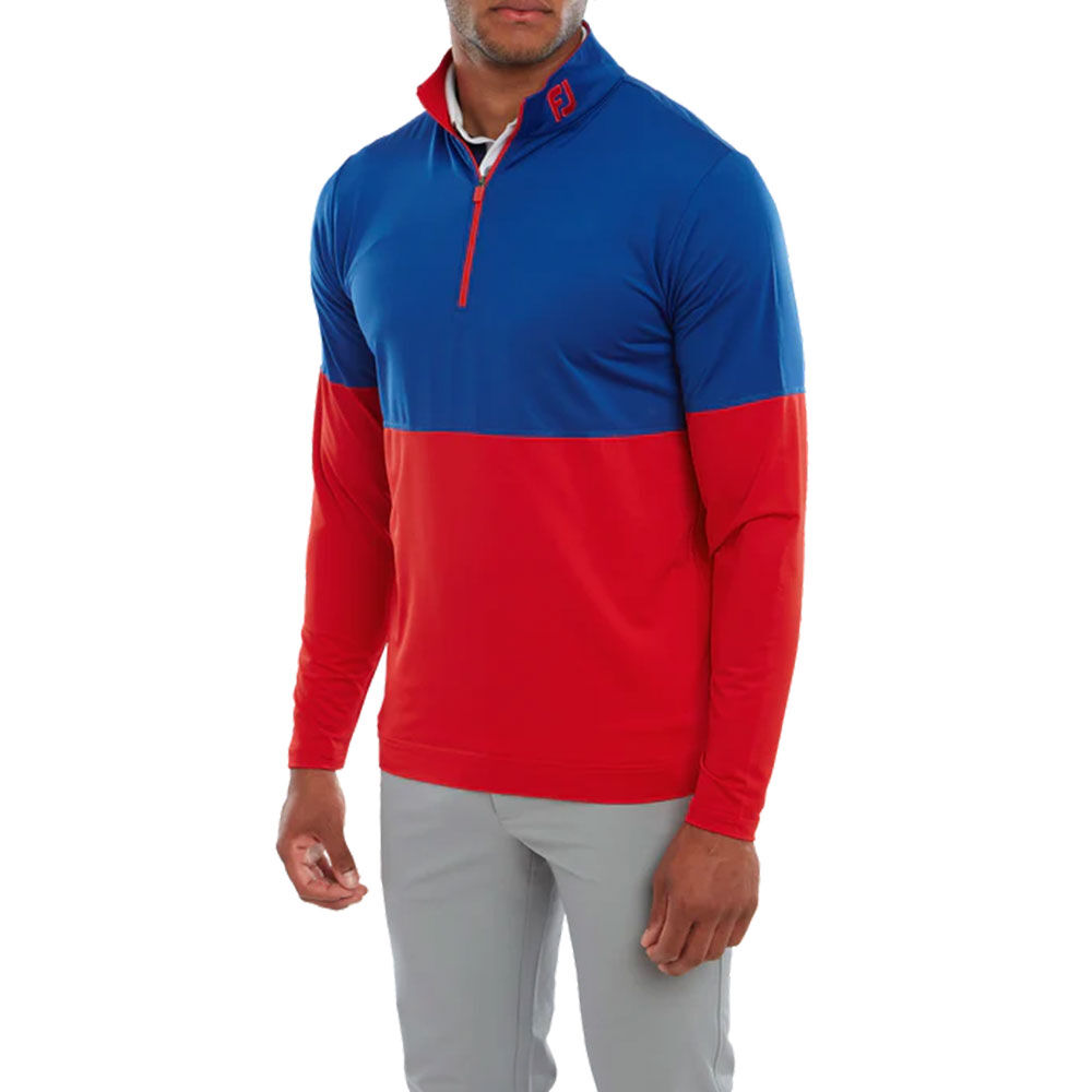 FootJoy Renk Bloklu Mid Layer Golf Sweatshirt Mavi Kırmızı 80118