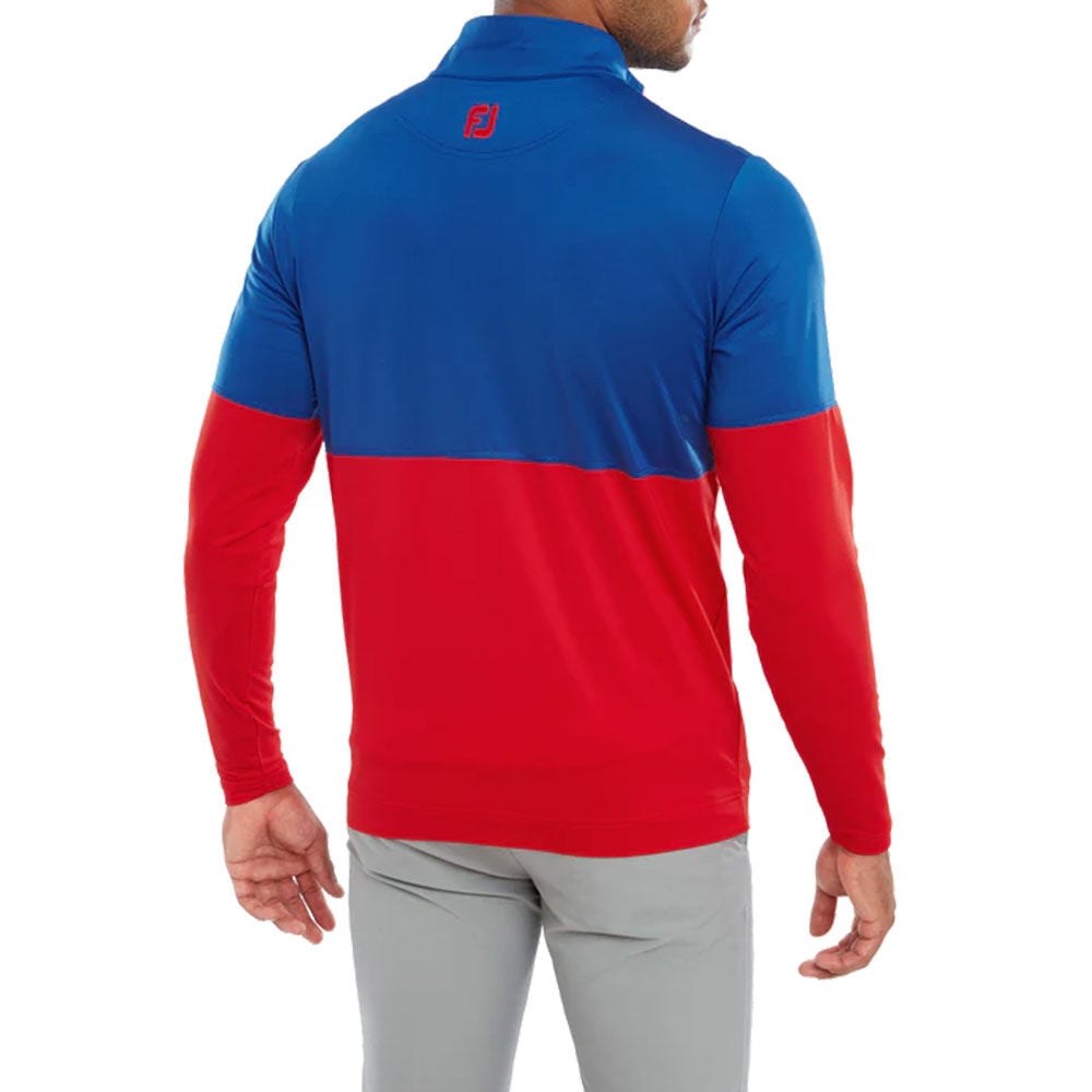 FootJoy Renk Bloklu Mid Layer Golf Sweatshirt Mavi Kırmızı 80118