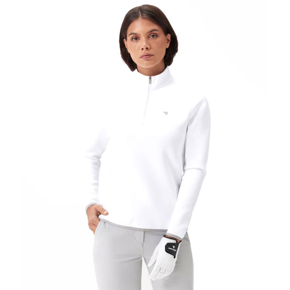 Macade Golf Kadın Therma Yarım Fermuarlı Golf Sweatshirt Beyaz WSW20211095