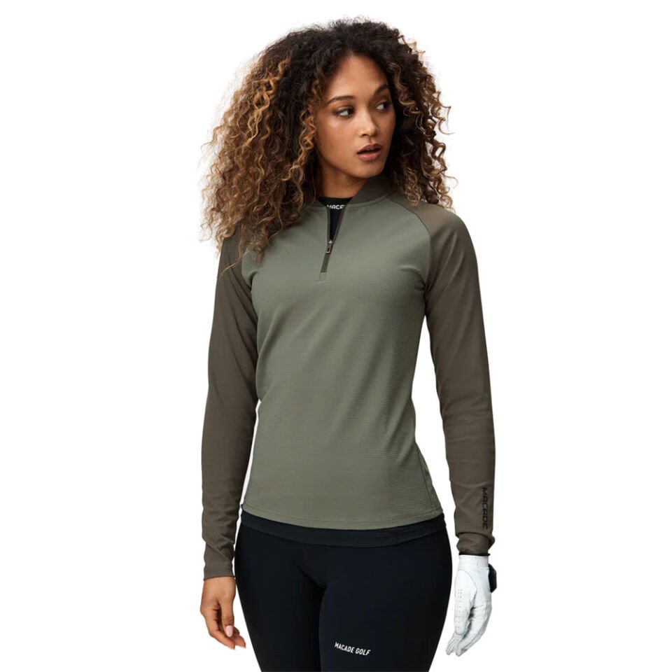 Macade Kadın Yarım Fermuarlı Tech Sweatshirt Zeytin Yeşil WSW20220685 L Large