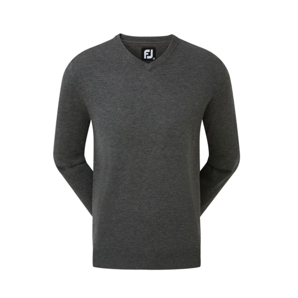 FootJoy Wool Blend V Neck Golf Sweater Dark Grey FJ90131