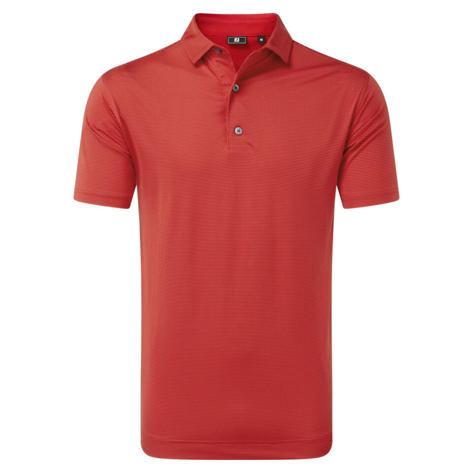 FootJoy Micro Feeder Stripe Lisle Erkek T-Shirt Açık Kırmızı 39353