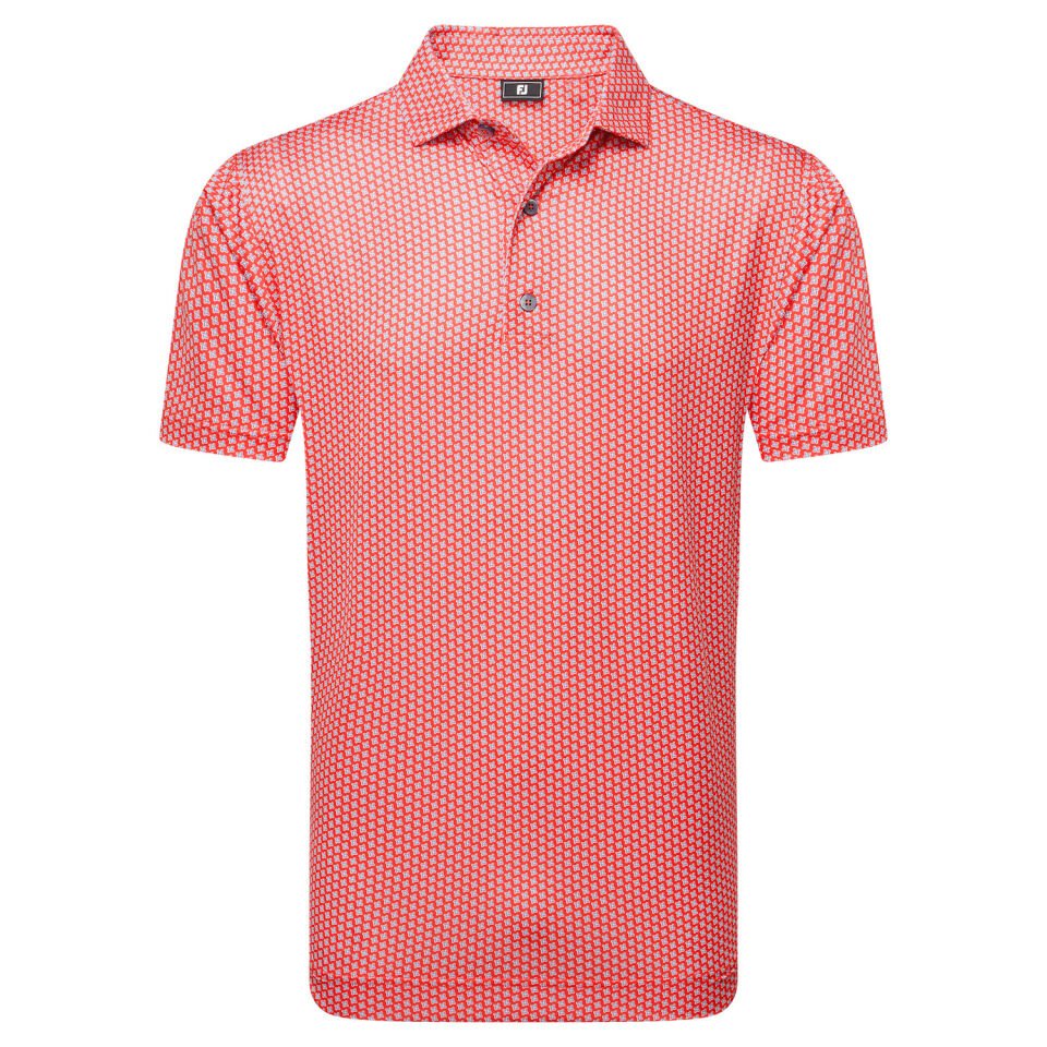 FootJoy Houndstooth Geo Lisle Erkek Golf T-Shirt 34010 Hibiscus