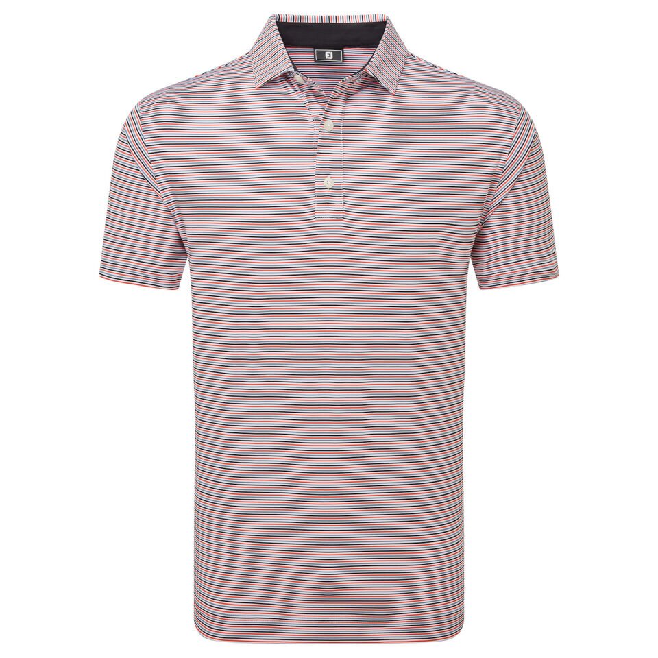 FootJoy Balance Stripe Lisle Erkek Golf T-Shirt 34030 WHT/HBCS