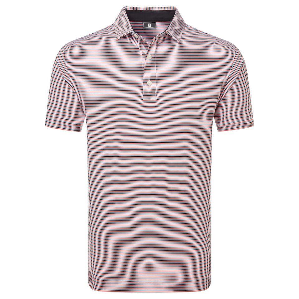 FootJoy Balance Stripe Lisle Erkek Golf T-Shirt 34030 WHT/HBCS