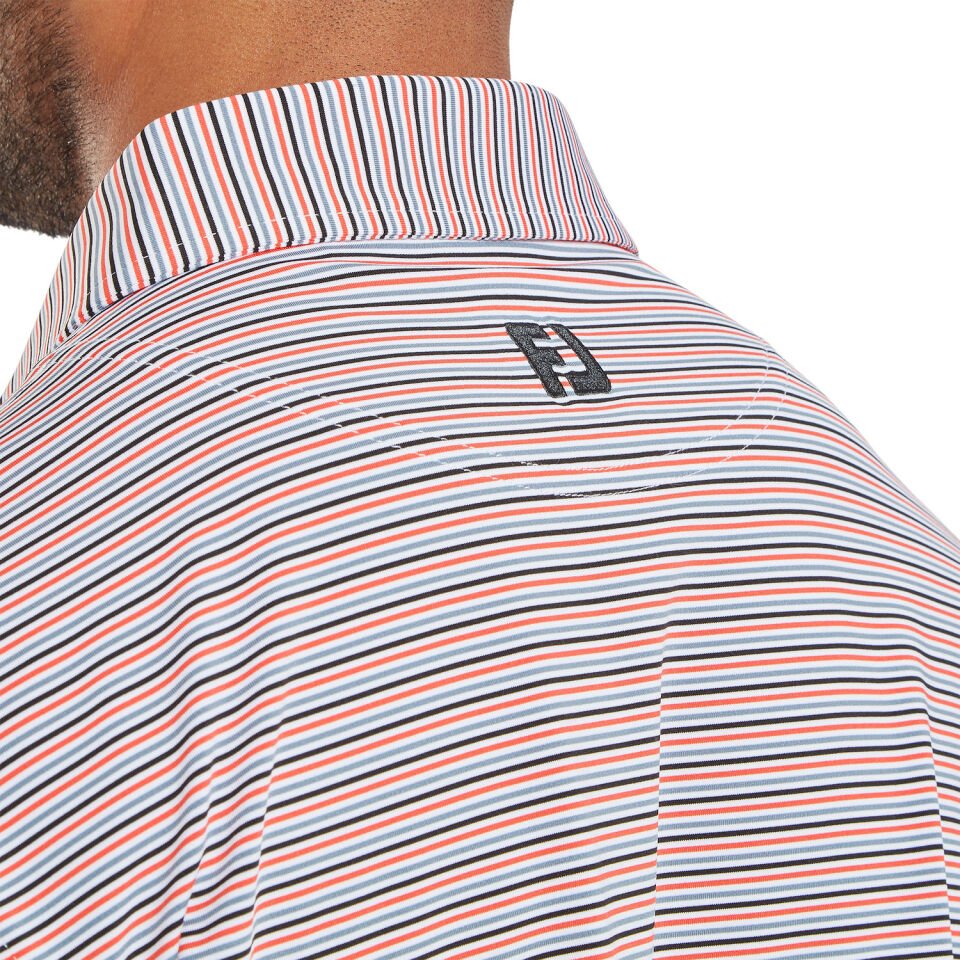 FootJoy Balance Stripe Lisle Erkek Golf T-Shirt 34030 WHT/HBCS