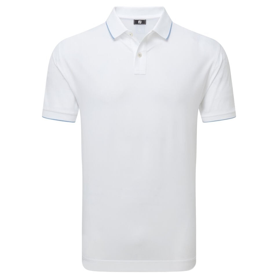 FootJoy Tipped Pique Erkek Golf T-Shirt 34074 WHT/BLRY