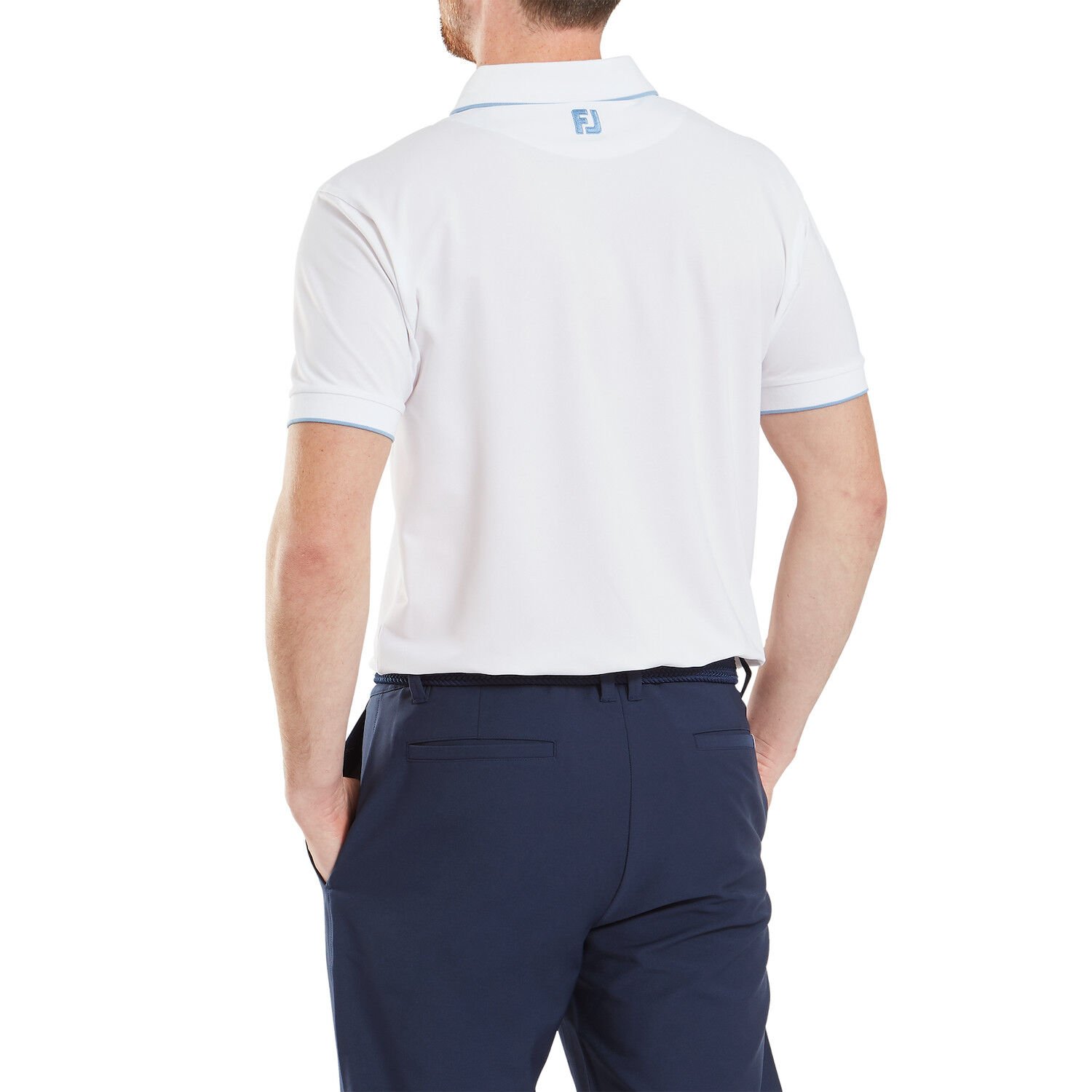 FootJoy Tipped Pique Erkek Golf T-Shirt 34074 WHT/BLRY