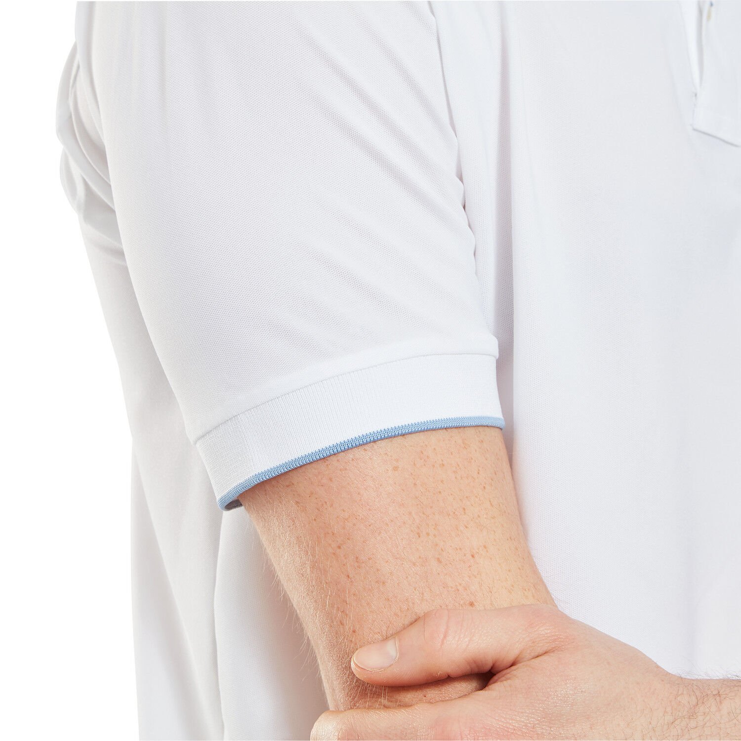 FootJoy Tipped Pique Erkek Golf T-Shirt 34074 WHT/BLRY