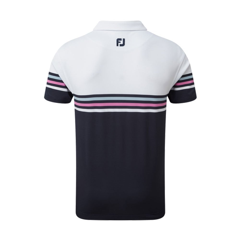FootJoy Stretch Pique Renk Bloklu Polo Yaka Wht/Nvy Golf T-Shirt 90365