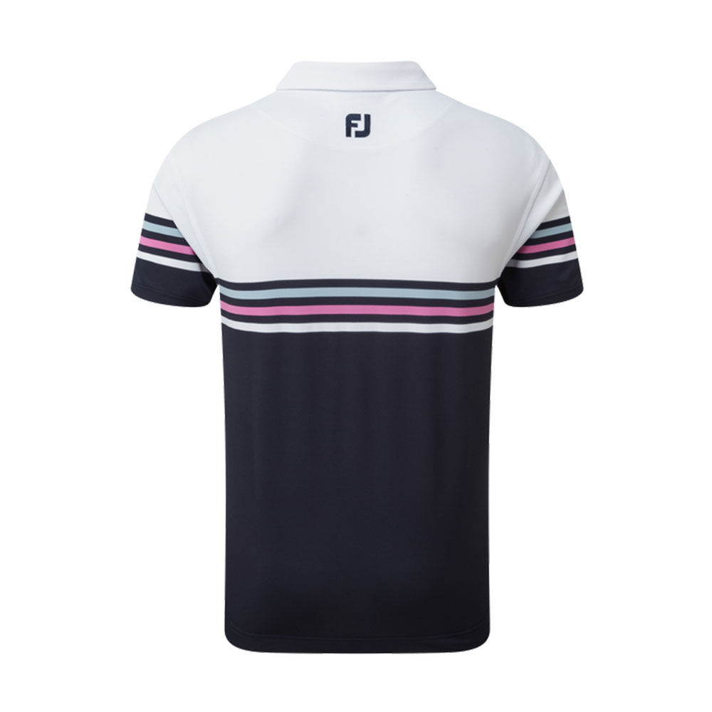 FootJoy Stretch Pique Renk Bloklu Polo Yaka Wht/Nvy Golf T-Shirt 90365