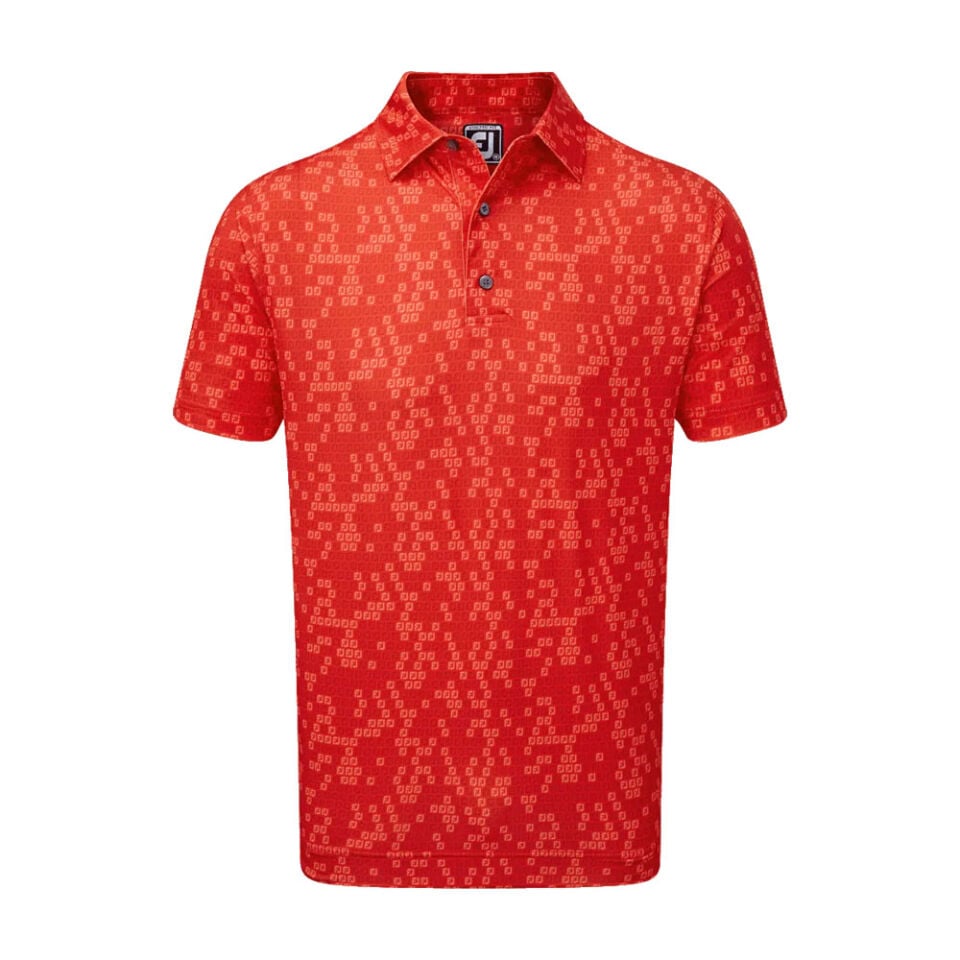 FootJoy Dijital Kamuflaj Baskılı Lisle Golf Polo T-Shirt Kırmızı 88439