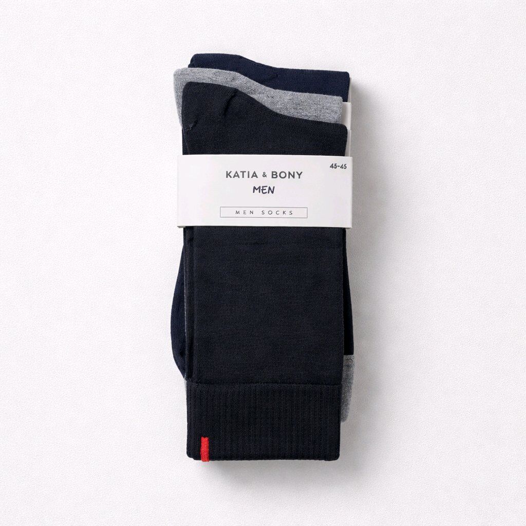 Katia&Bony Harold Bamboo Erkek Çorap 3'lü Lacivert/Siyah/Gri 43-45