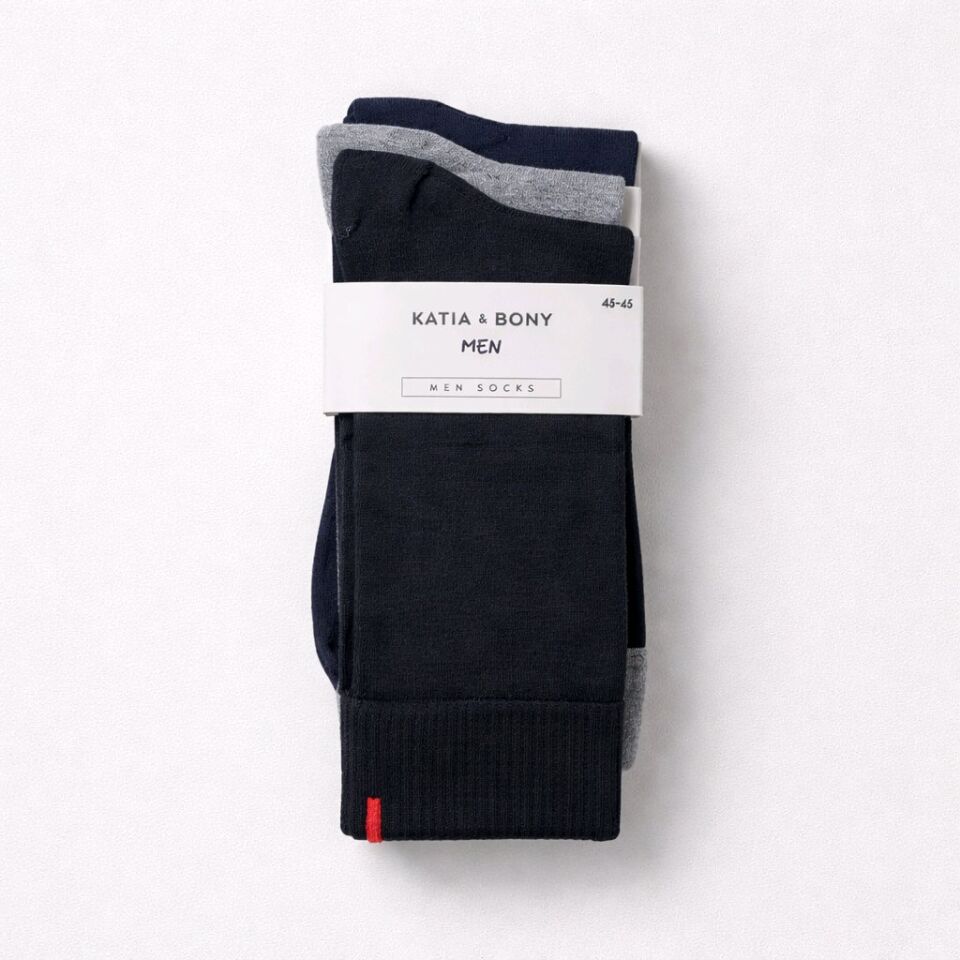 Katia&Bony Harold Bamboo Erkek Çorap 3'lü Lacivert/Siyah/Gri 43-45
